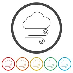 Cloud and wind ring icon, color set