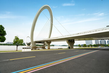 Expressway and Nanjing eye pedestrian bridge in Nanjing, China