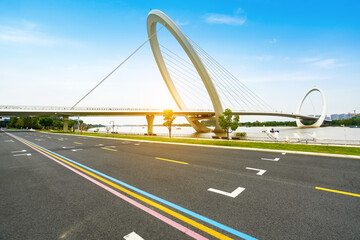 Expressway and Nanjing eye pedestrian bridge in Nanjing, China