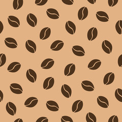 Seamless pattern of coffe in beans. Vector illustration
