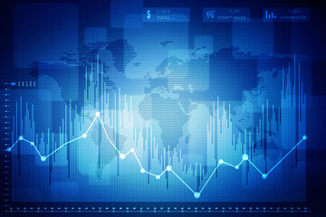 2d rendering Stock market online business concept. business Graph 
