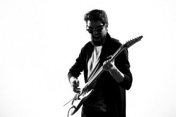 Male guitarist music performance modern art style