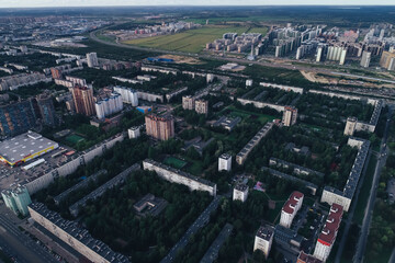 Aerial Townscape of Saint Petersburg City. Kalininsky District