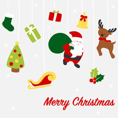 Christmas card with Santa and Christmas tree - colorful