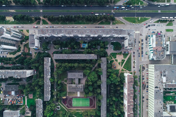 Aerial Townscape of Saint Petersburg City. Kalininsky District