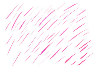 Abstract pink brush strokes isolated on white background. Watercolor pattern with different chaotic oblique lines