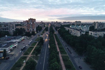Fototapeta premium Aerial Townscape of Saint Petersburg City. Kalininsky District