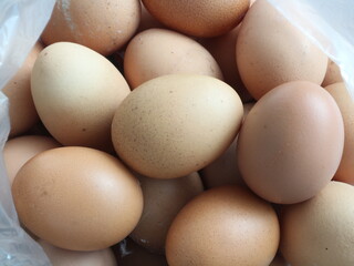 Raw eggs in a plastic bag