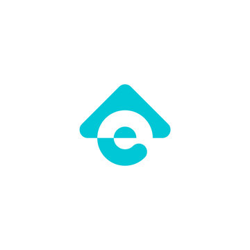 letter e logo from a circle with a triangle roof