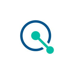 letter q logo with two circles orbiting