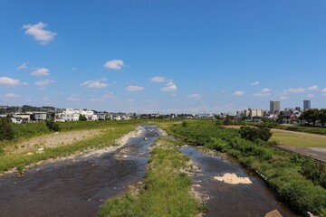 鶴巻橋から見た浅川（東京都八王子市）