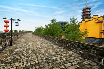 Ming Dynasty wall and Jiming temple in Nanjing, Jiangsu, China