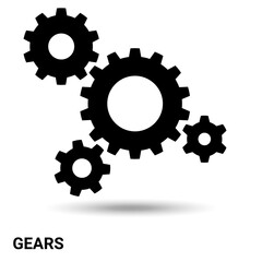 The gear icon. It is isolated on a light background. Vector illustration.