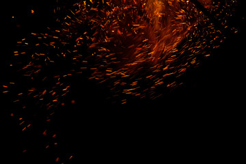 fire flame with sparks on black background