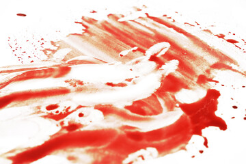 blood in white surface background, texture with blood, closeup