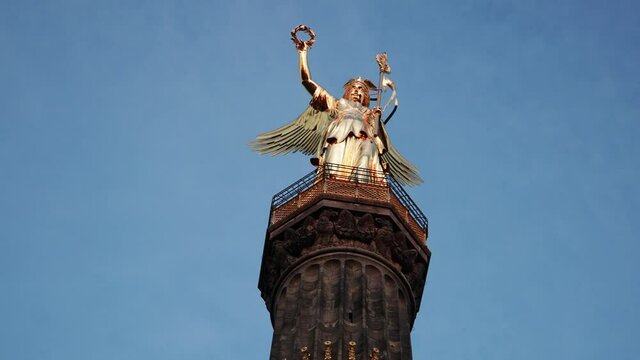 Hyperlapse of Golden Victory Column of Berlin a Historic Landmark