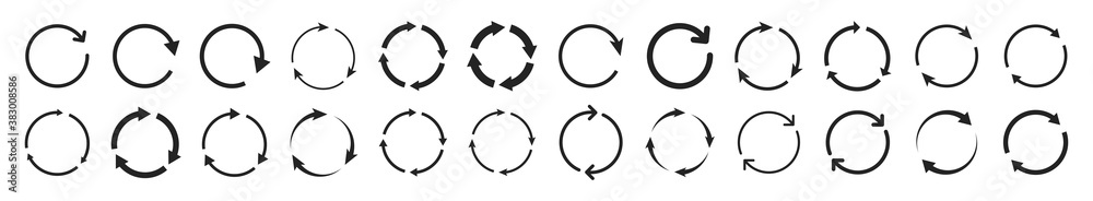 Poster set of circle arrows. vector elements. black loading symbol.