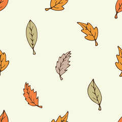 Autumn seamless pattern. Autumn leaf background