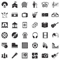Entertainment Icons. Black Scribble Design. Vector Illustration.