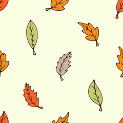 Vector autumn seamless pattern. Autumn leaf background