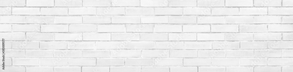 Wall mural white rough brick texture background. brick wall banner