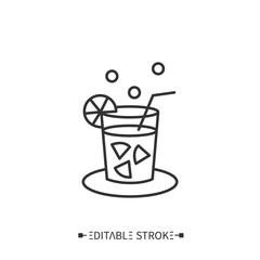 Caipirinha line icon. Brazilian alcoholic cocktail with caches, lime and rope sugar. Brazilian carnival drink. Lemonade. Long drink. National drink. Isolated editable vector illustration
