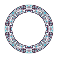 Vector tribal asian geometric frame. Arabic circular decorative ornament isolated on white
