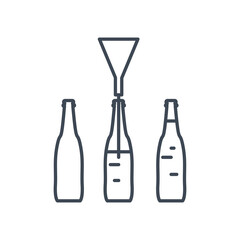 Thin line icon beverages industry, bottling, pouring drinks