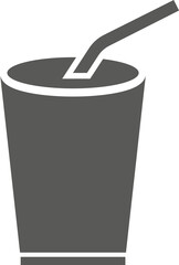 Glass cup of soda with a straw isolated on a white background. Vector black and white illustration. Great for labels, menus, posters, banners, vouchers, coupons, business promotion and more.