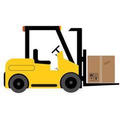 Fork Lift Truck with fragile load vector illustration on a white background