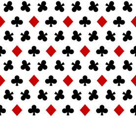 Seamless pattern with Playing card suits. Diamonds, Clubs. Endless background. Vector illustration.