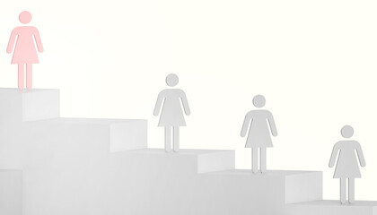 Leadership female Business concepts Success and people on isolated and white background. paper art - 3d rendering