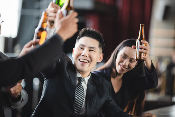 Business people relax from work in bar, Taking a break from business with beer and wine