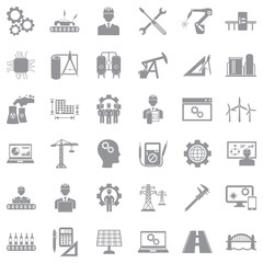 Engineering Icons. Gray Flat Design. Vector Illustration.