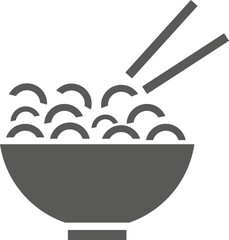 A plate of noodles with chopsticks. Vector black and white illustration. Great for labels, menus, posters, banners, vouchers, coupons, business promotion and more.