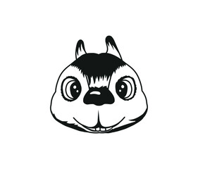 hand drawing of squirrel head vector in cartoon style