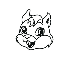hand drawing of squirrel head vector in cartoon style