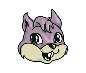 hand drawing of squirrel head vector in cartoon style