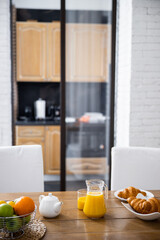 Holiday breakfast in the bright kitchen