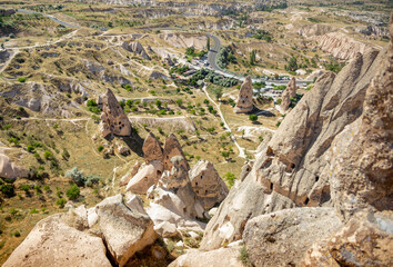 Landscape of Kapadokya region at daytime. Turkey, Uchisar