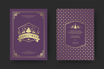 Christmas greeting card vintage typographic design with ornate decoration