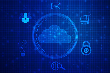 2d illustration of Cloud computing, Cloud Computing Concept, Cloud computing technology internet concept background