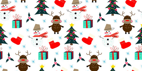Christmas seamless pattern for wrapping paper, fabric and any kind of surfaces.