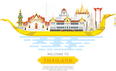 Thailand landmark travel background vector illustration