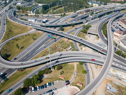 Image of cityscape of car interchange of Barcelona in the Spain.