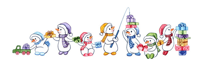 Greeting card with snowmen.