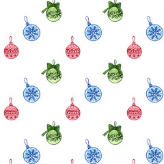 Pattern with the image of Christmas decorations.