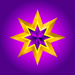 illustration of a purple gold star on steel background. vector file New year Christmas