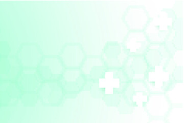 Green color of abstract healthy and medical background. Technology and science wallpaper template with hexagonal shape. Soft blue color medical banner. Modern template with space for text.
