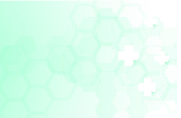 Green color of abstract healthy and medical background. Technology and science wallpaper template with hexagonal shape. Soft blue color medical banner. Modern template with space for text.